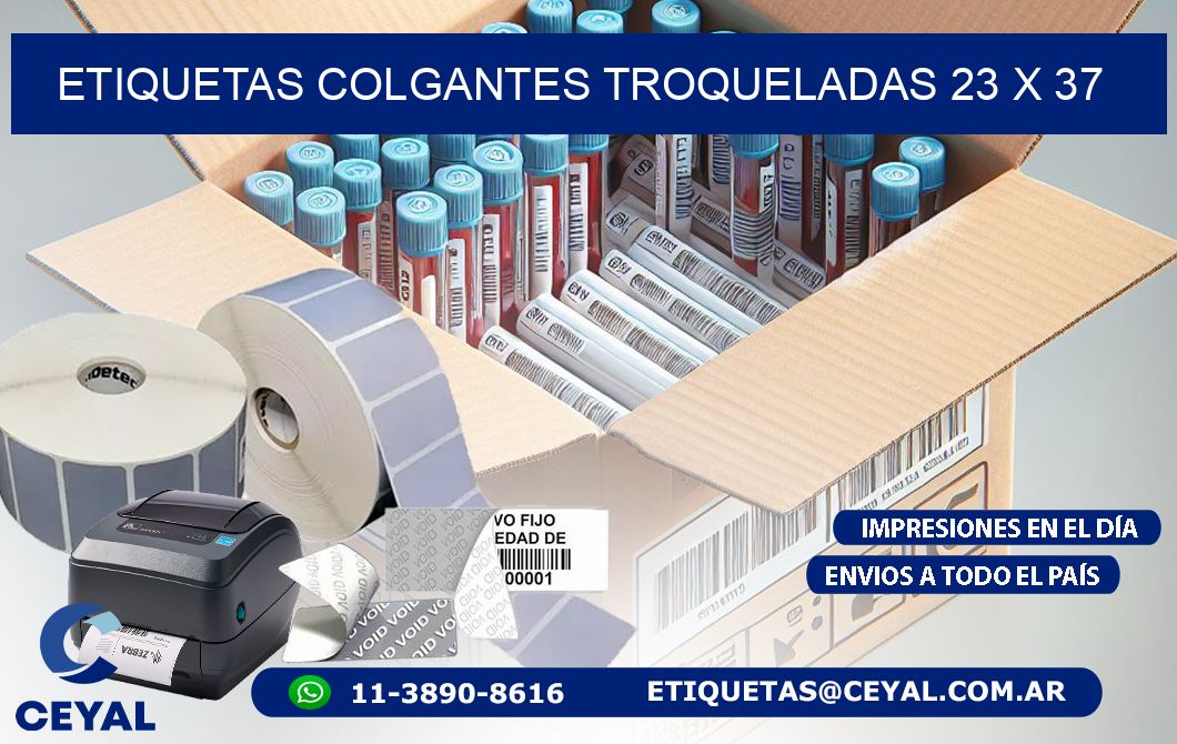 ETIQUETAS COLGANTES TROQUELADAS 23 x 37