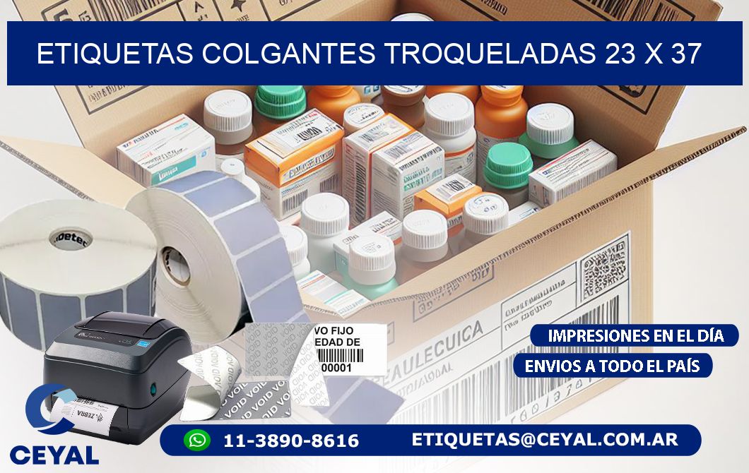 ETIQUETAS COLGANTES TROQUELADAS 23 x 37