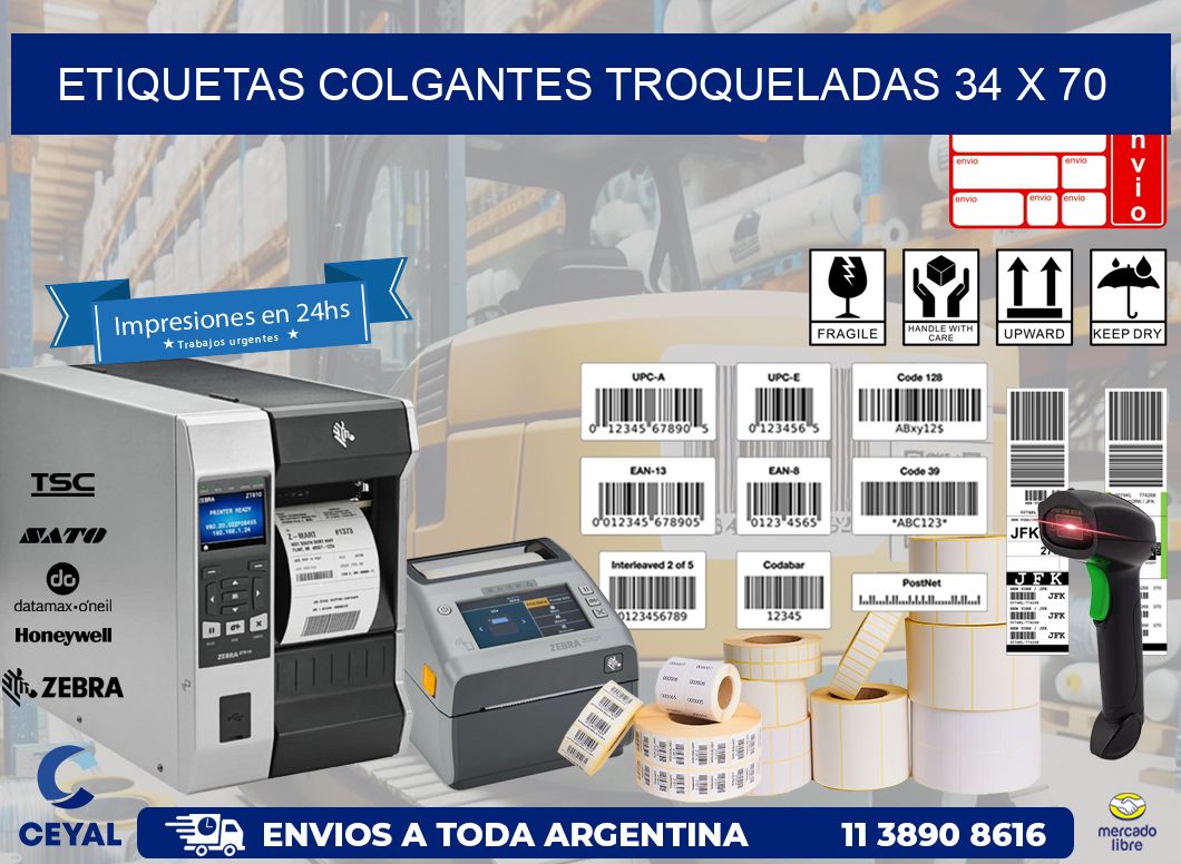 ETIQUETAS COLGANTES TROQUELADAS 34 x 70