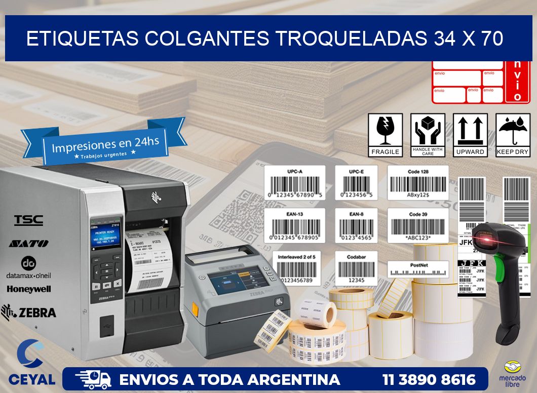 ETIQUETAS COLGANTES TROQUELADAS 34 x 70