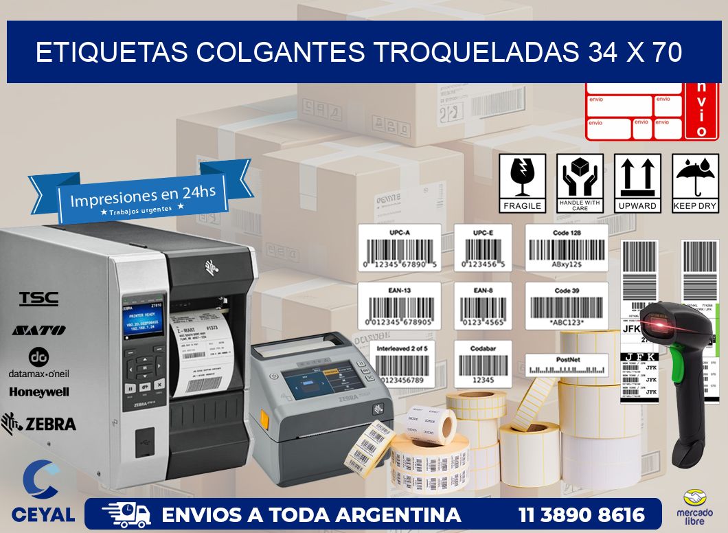 ETIQUETAS COLGANTES TROQUELADAS 34 x 70