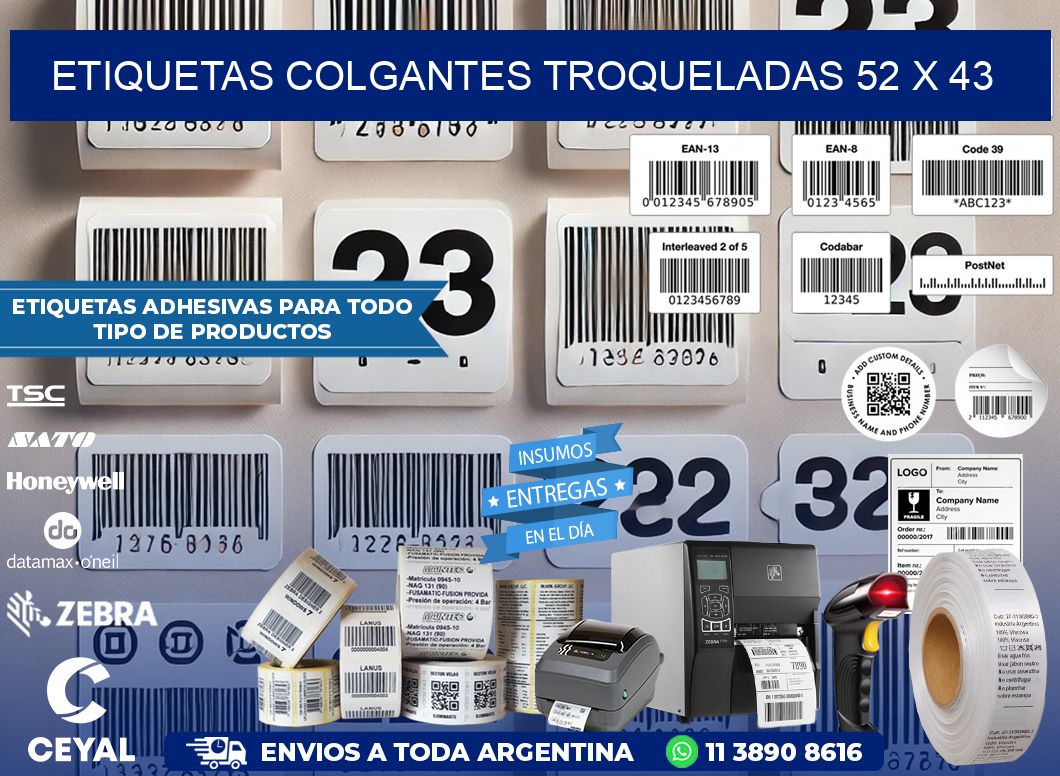 ETIQUETAS COLGANTES TROQUELADAS 52 x 43