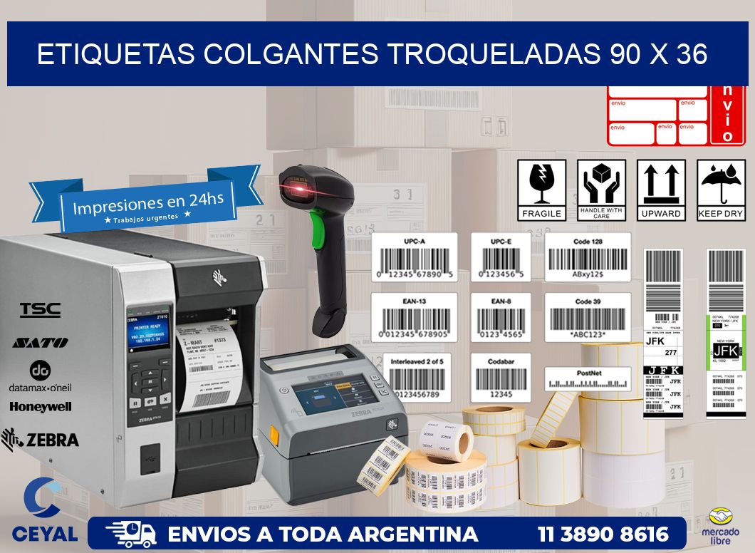 ETIQUETAS COLGANTES TROQUELADAS 90 x 36