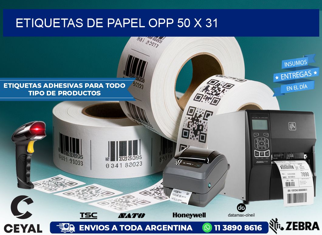 ETIQUETAS DE PAPEL OPP 50 x 31