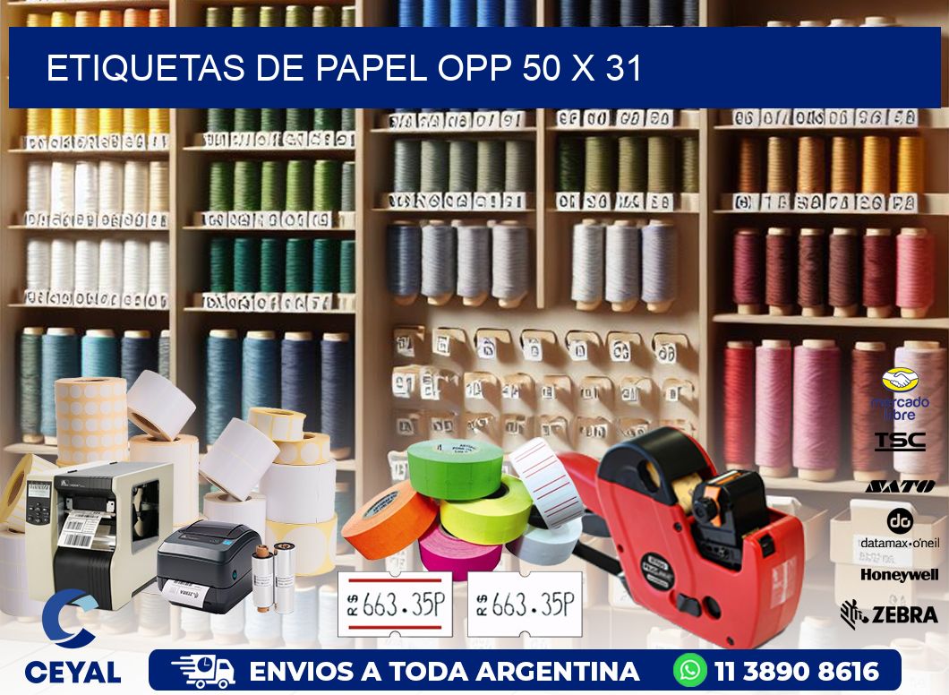 ETIQUETAS DE PAPEL OPP 50 x 31