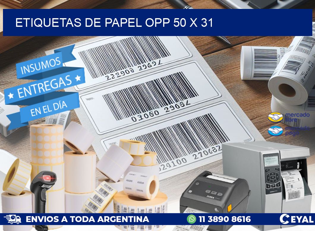 ETIQUETAS DE PAPEL OPP 50 x 31