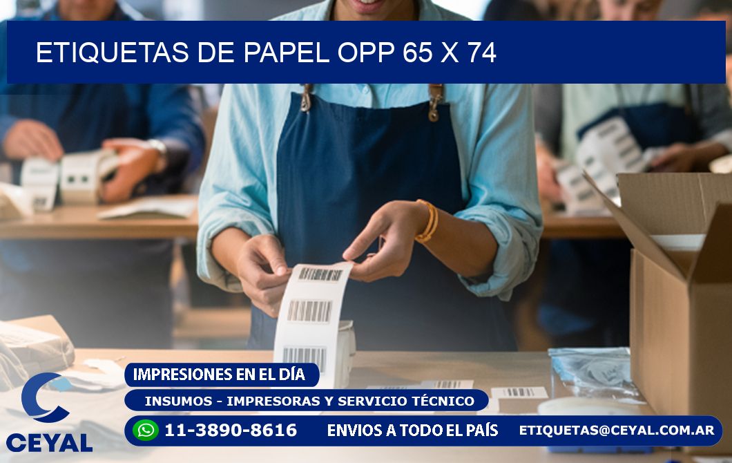 ETIQUETAS DE PAPEL OPP 65 x 74