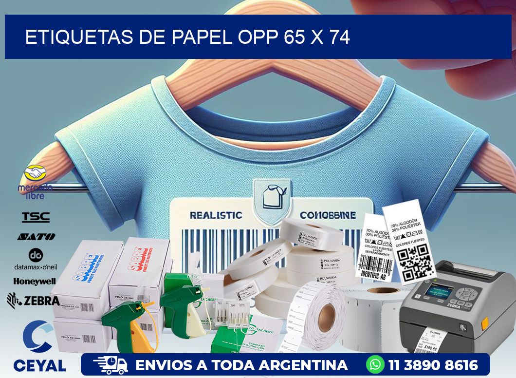 ETIQUETAS DE PAPEL OPP 65 x 74