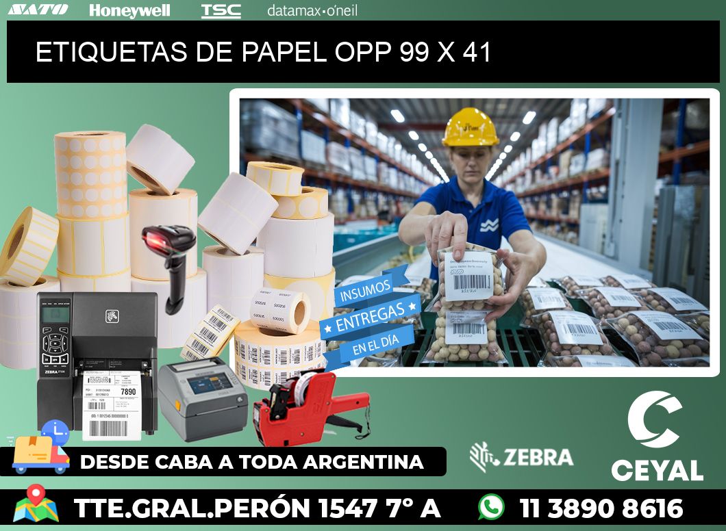 ETIQUETAS DE PAPEL OPP 99 x 41