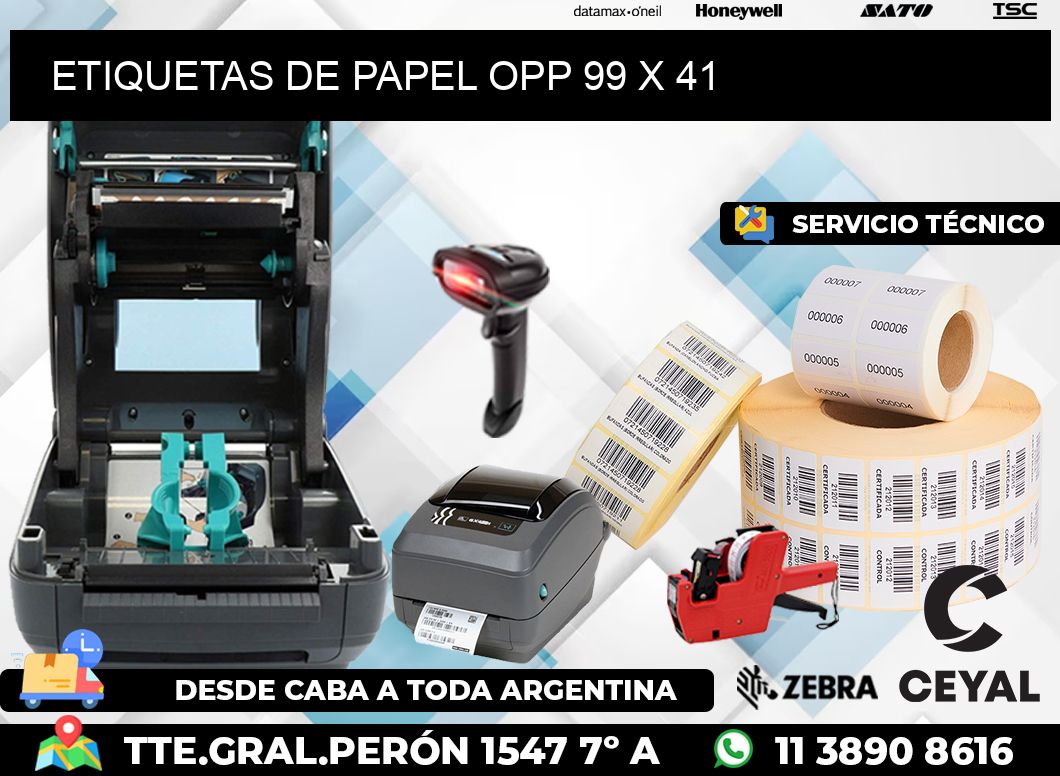 ETIQUETAS DE PAPEL OPP 99 x 41