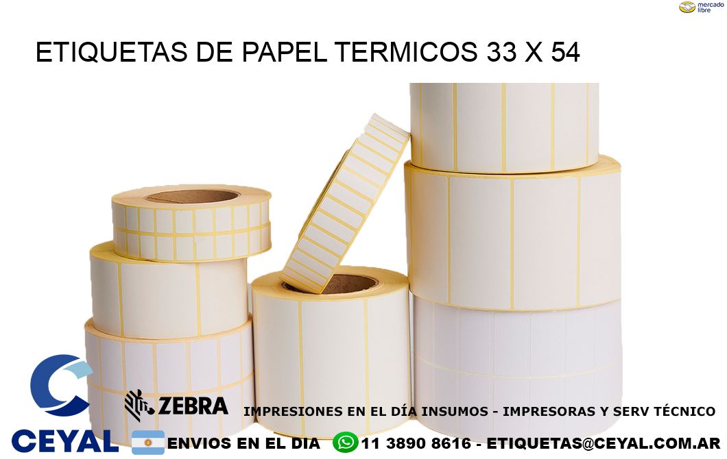 ETIQUETAS DE PAPEL TERMICOS 33 x 54