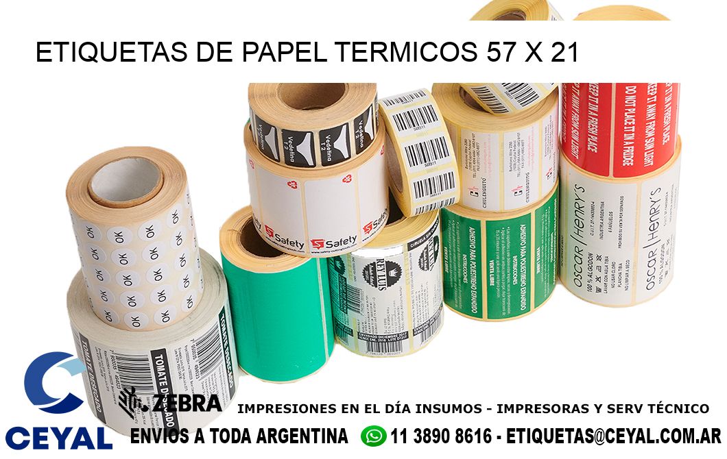 ETIQUETAS DE PAPEL TERMICOS 57 x 21