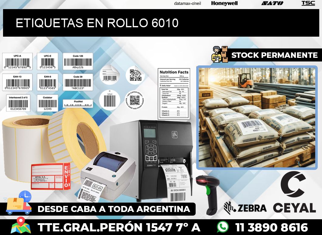 ETIQUETAS EN ROLLO 6010