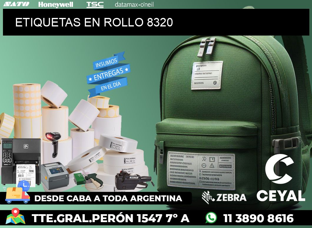 ETIQUETAS EN ROLLO 8320