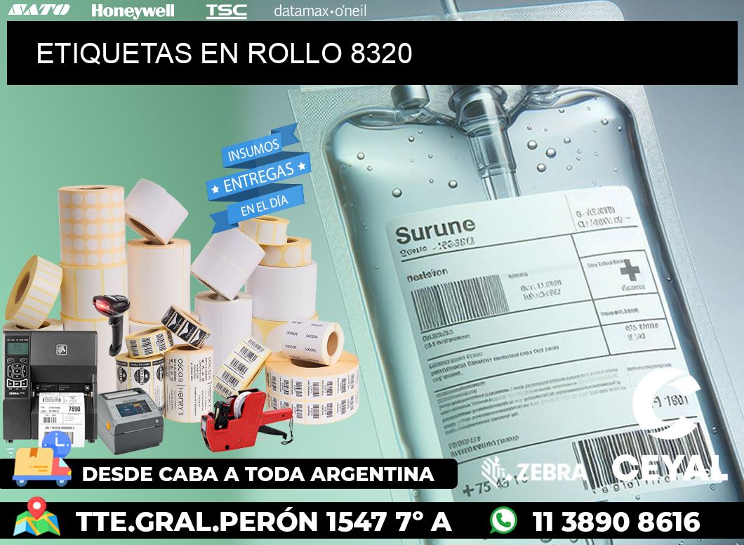 ETIQUETAS EN ROLLO 8320