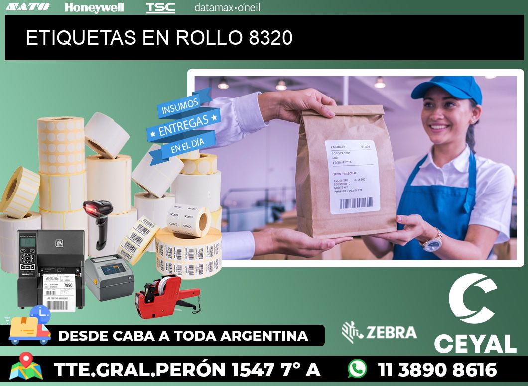 ETIQUETAS EN ROLLO 8320