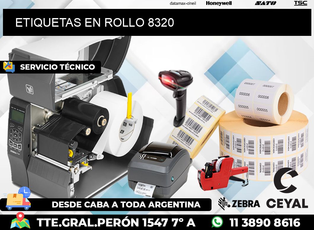 ETIQUETAS EN ROLLO 8320