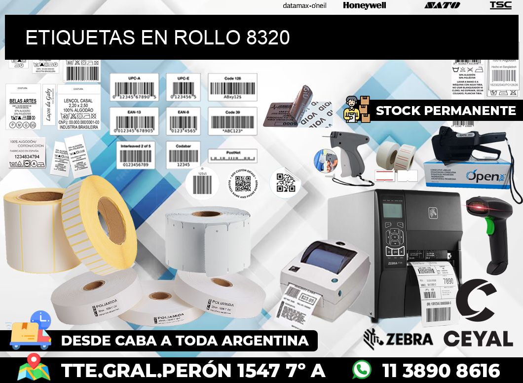 ETIQUETAS EN ROLLO 8320