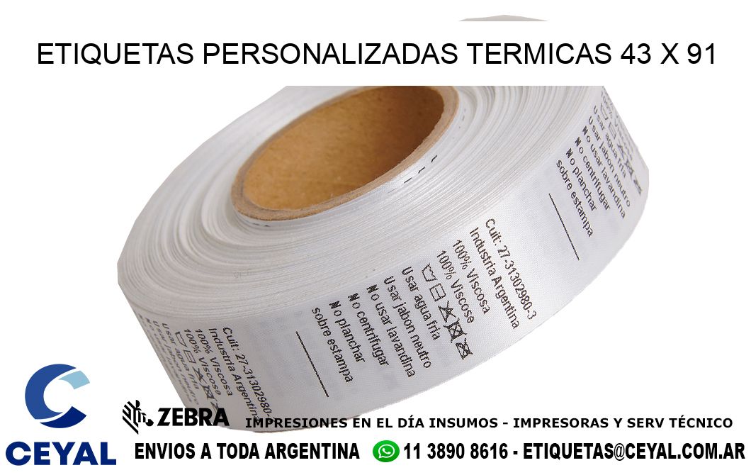 ETIQUETAS PERSONALIZADAS TERMICAS 43 x 91