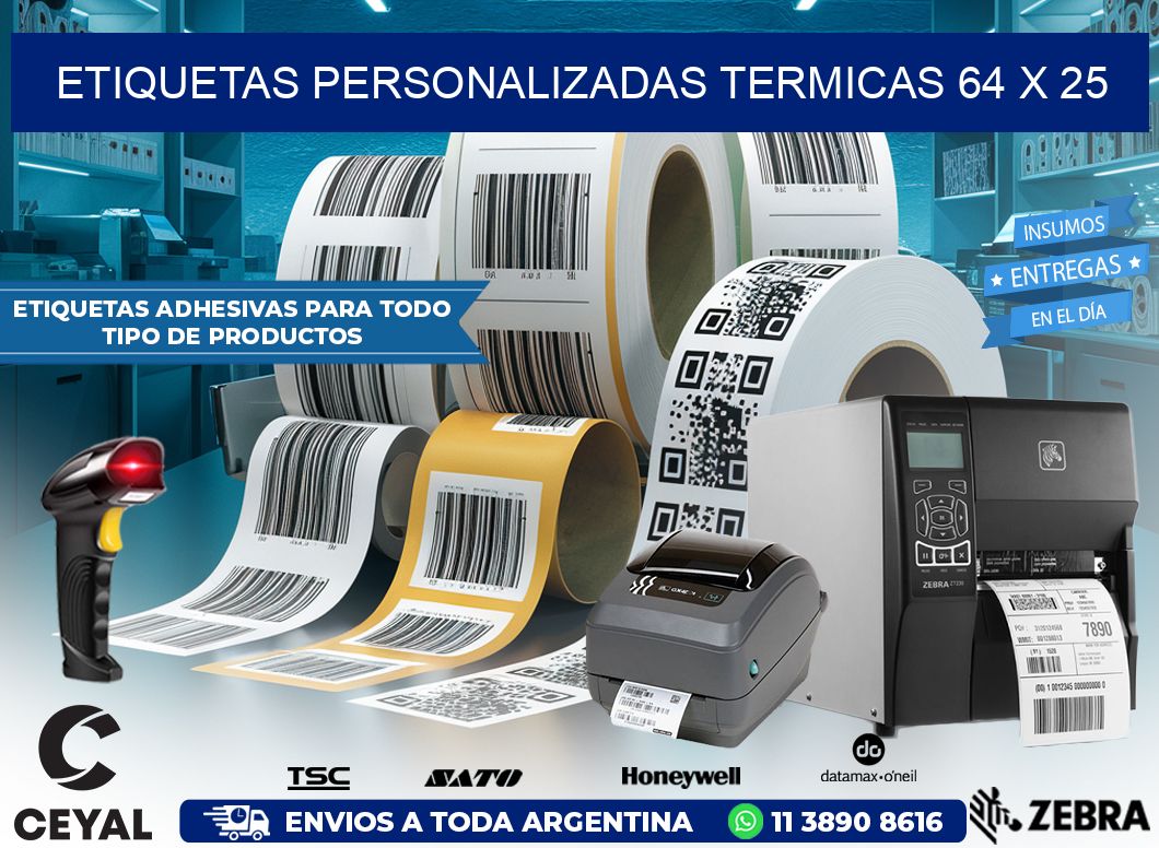 ETIQUETAS PERSONALIZADAS TERMICAS 64 x 25