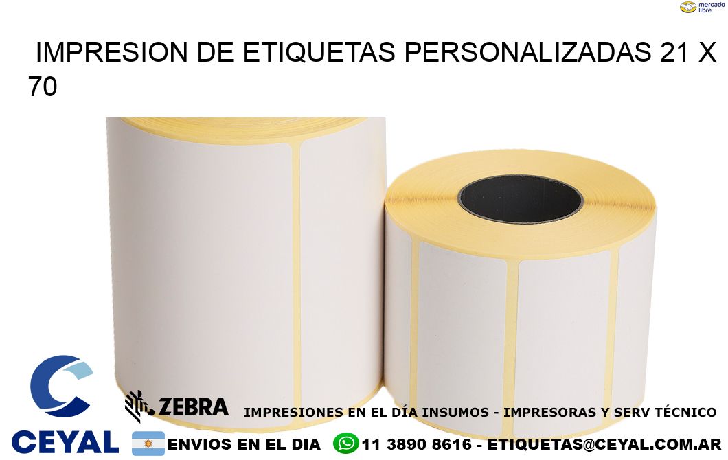 IMPRESION DE ETIQUETAS PERSONALIZADAS 21 x 70