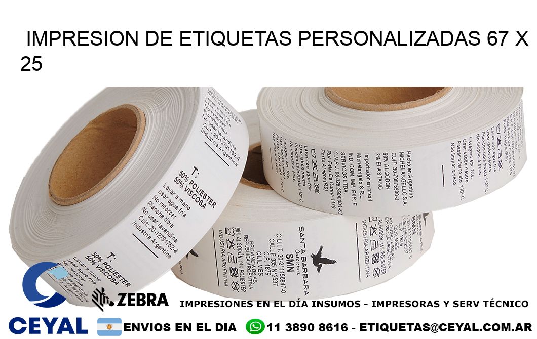 IMPRESION DE ETIQUETAS PERSONALIZADAS 67 x 25