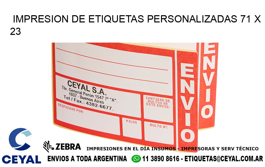 IMPRESION DE ETIQUETAS PERSONALIZADAS 71 x 23