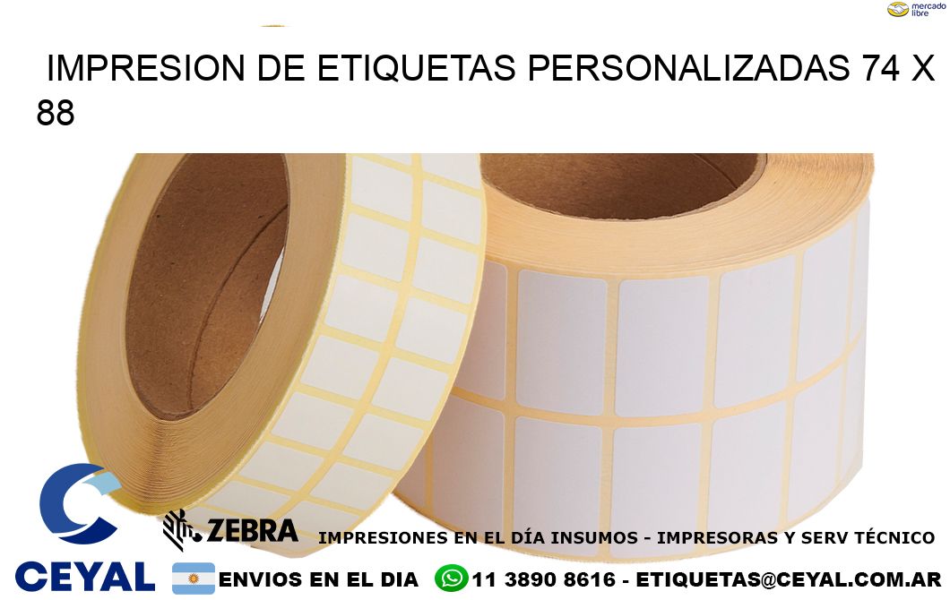 IMPRESION DE ETIQUETAS PERSONALIZADAS 74 x 88