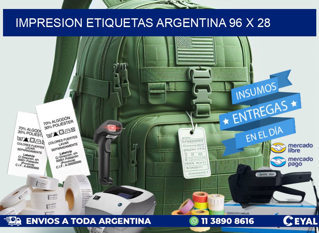 IMPRESION ETIQUETAS ARGENTINA 96 x 28