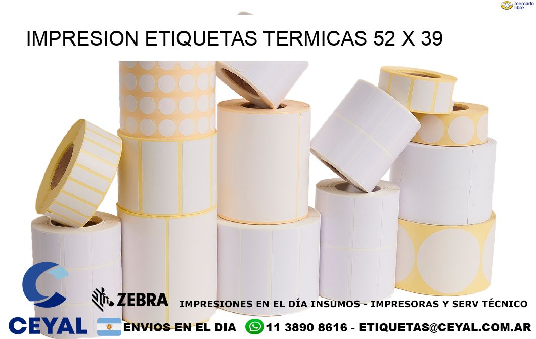 IMPRESION ETIQUETAS TERMICAS 52 x 39