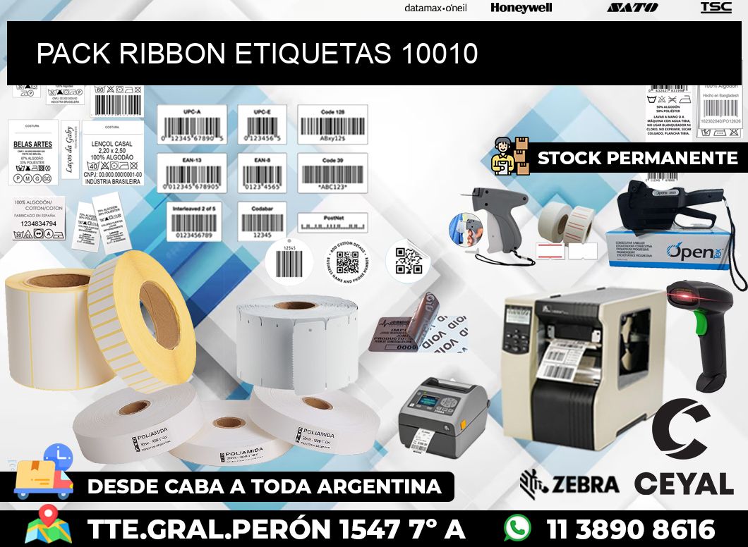 PACK RIBBON ETIQUETAS 10010