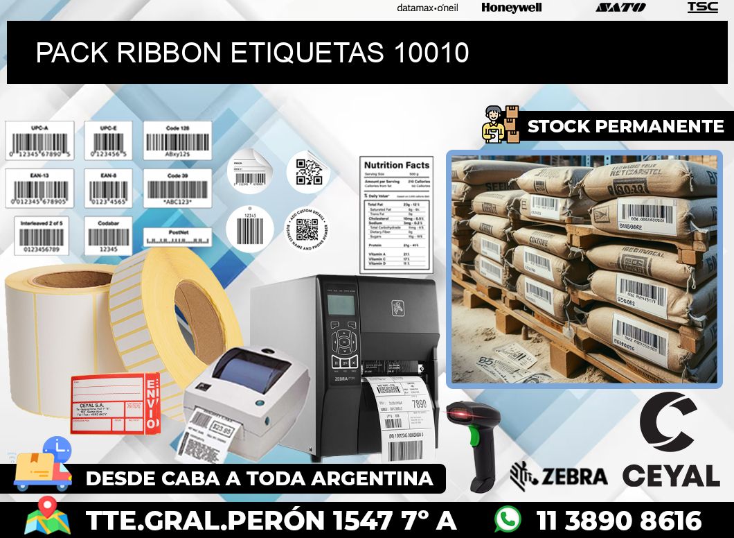 PACK RIBBON ETIQUETAS 10010