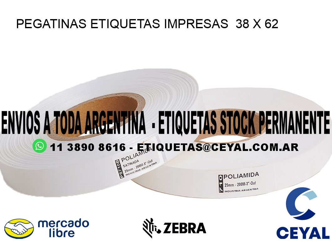 PEGATINAS ETIQUETAS IMPRESAS  38 x 62