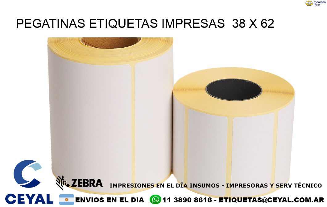 PEGATINAS ETIQUETAS IMPRESAS  38 x 62