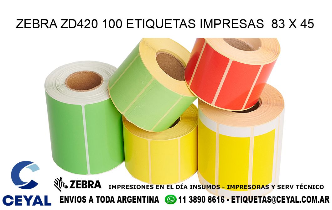 ZEBRA ZD420 100 ETIQUETAS IMPRESAS  83 x 45