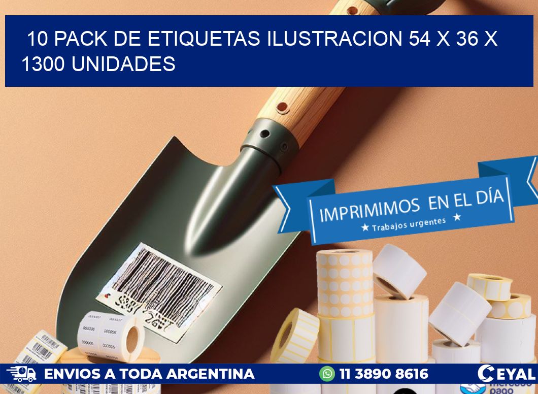 10 PACK DE ETIQUETAS ILUSTRACION 54 x 36 X 1300 UNIDADES