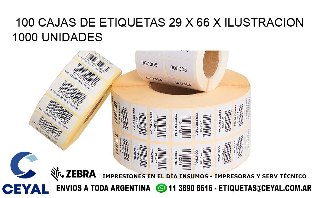 100 CAJAS DE ETIQUETAS 29 x 66 X ILUSTRACION 1000 UNIDADES