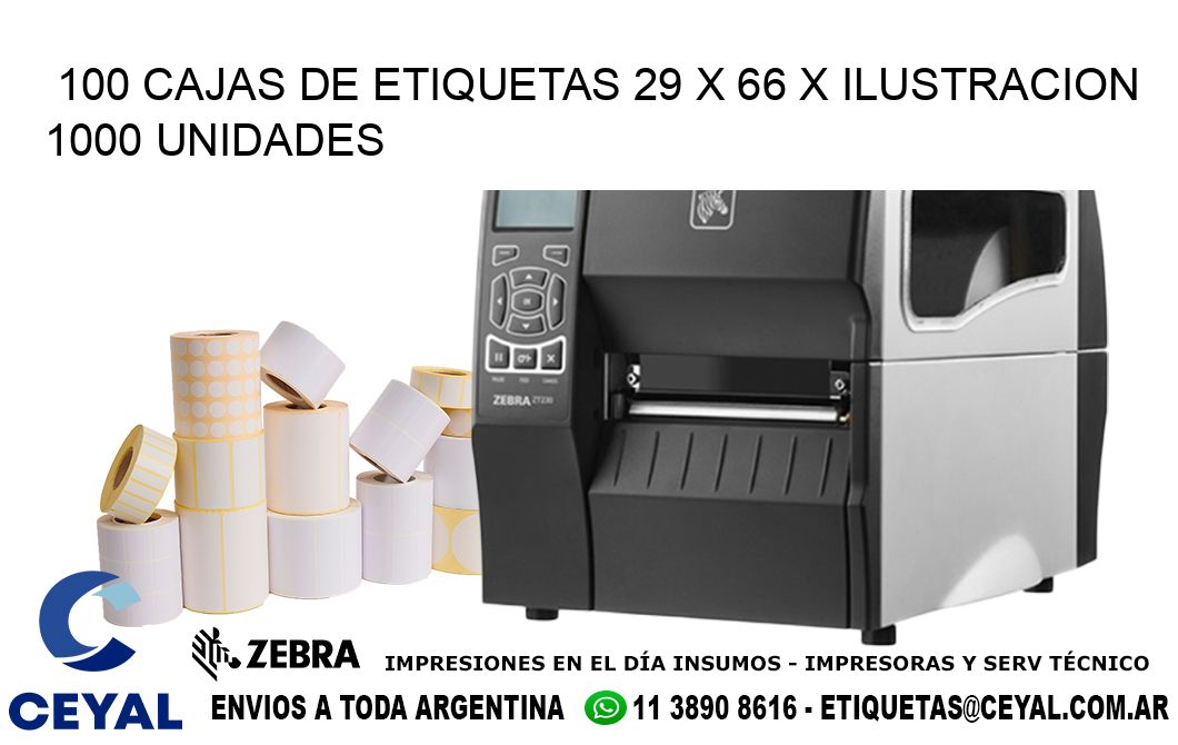 100 CAJAS DE ETIQUETAS 29 x 66 X ILUSTRACION 1000 UNIDADES