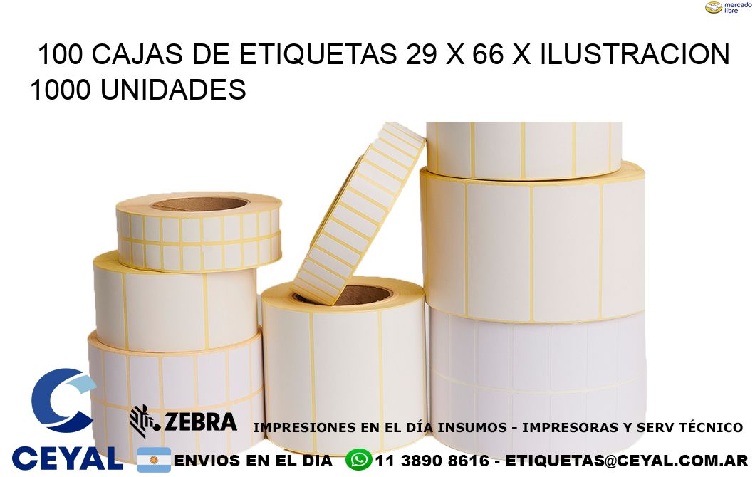 100 CAJAS DE ETIQUETAS 29 x 66 X ILUSTRACION 1000 UNIDADES