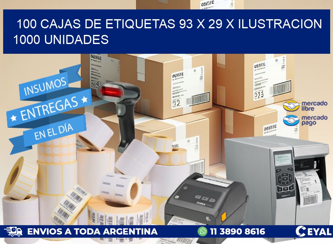 100 CAJAS DE ETIQUETAS 93 x 29 X ILUSTRACION 1000 UNIDADES