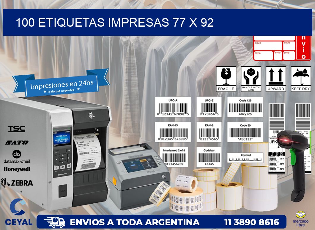 100 ETIQUETAS IMPRESAS 77 x 92