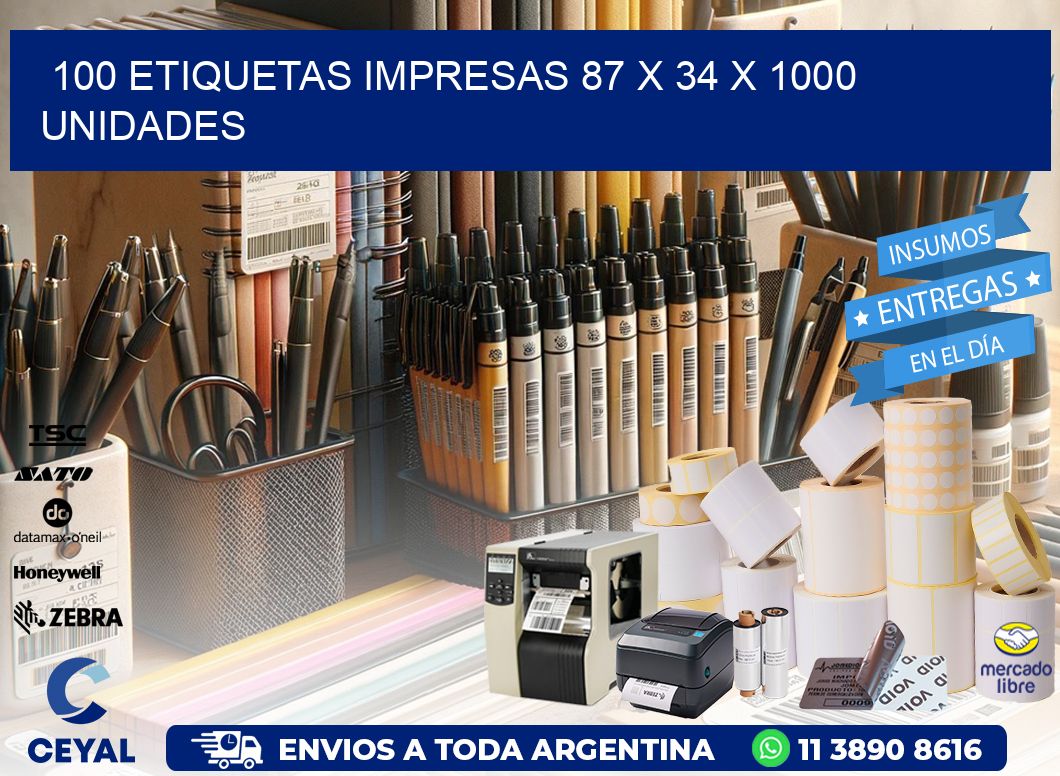 100 ETIQUETAS IMPRESAS 87 x 34 X 1000 UNIDADES