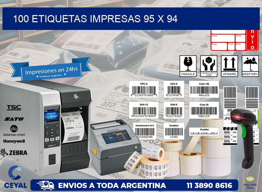 100 ETIQUETAS IMPRESAS 95 x 94