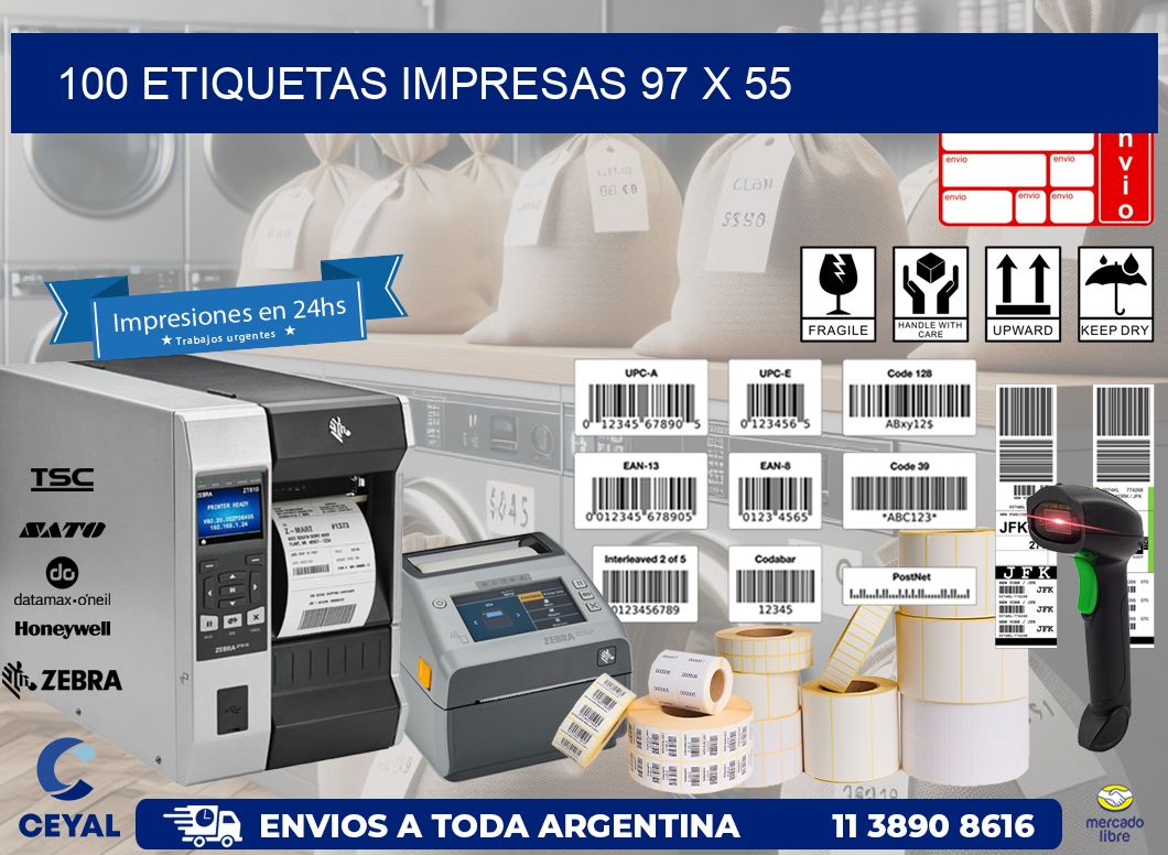 100 ETIQUETAS IMPRESAS 97 x 55