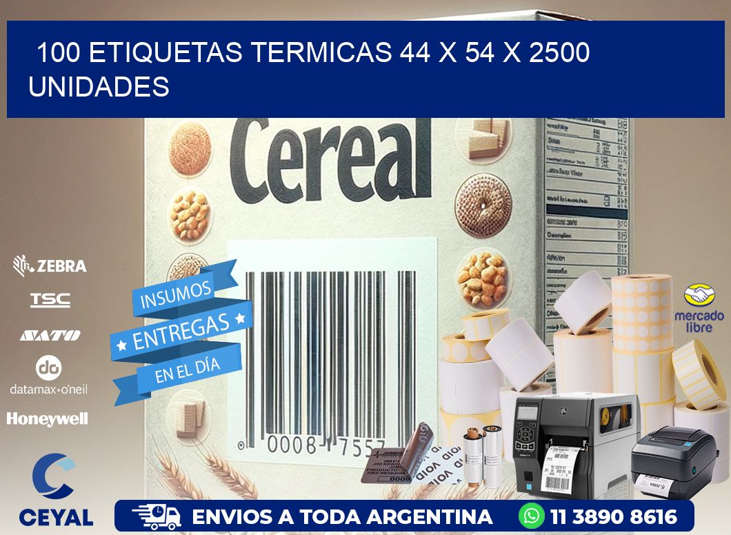 100 ETIQUETAS TERMICAS 44 x 54 X 2500 UNIDADES