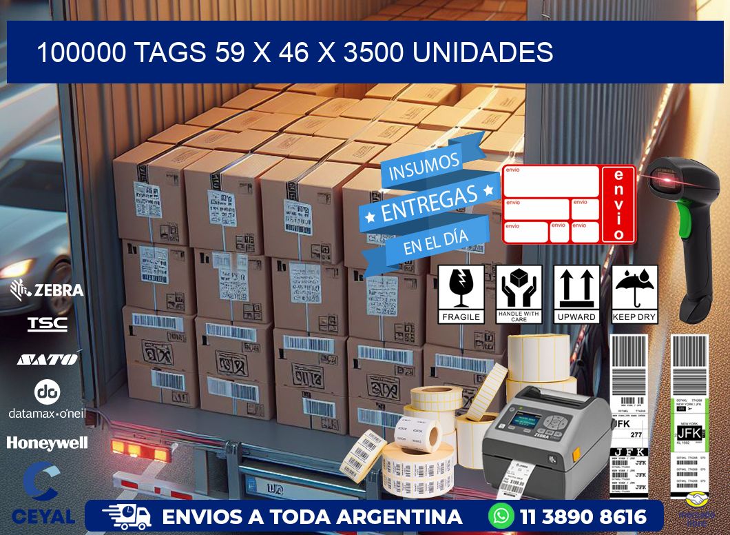 100000 TAGS 59 x 46 X 3500 UNIDADES