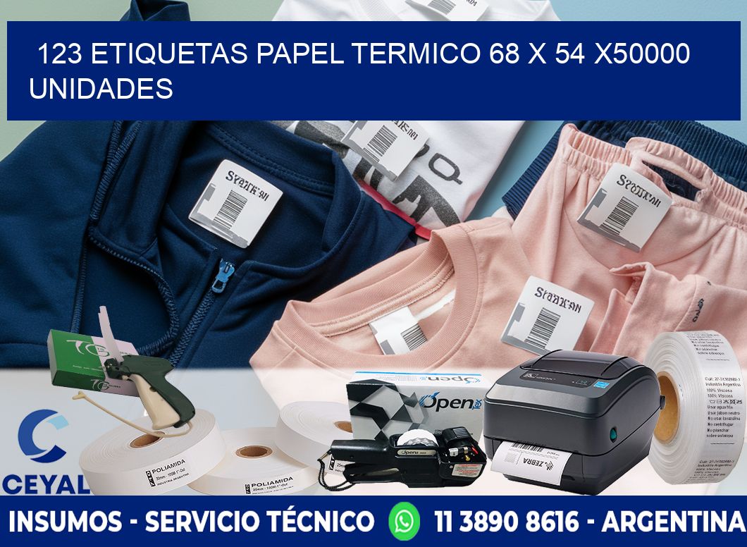 123 ETIQUETAS PAPEL TERMICO 68 x 54 X50000 UNIDADES