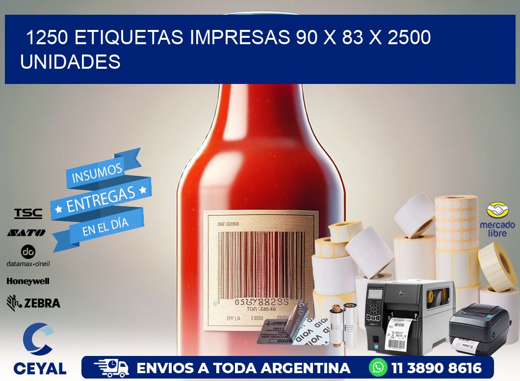 1250 ETIQUETAS IMPRESAS 90 x 83 X 2500 UNIDADES