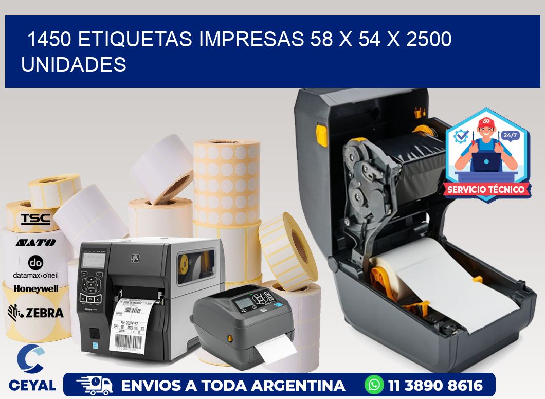 1450 ETIQUETAS IMPRESAS 58 x 54 X 2500 UNIDADES