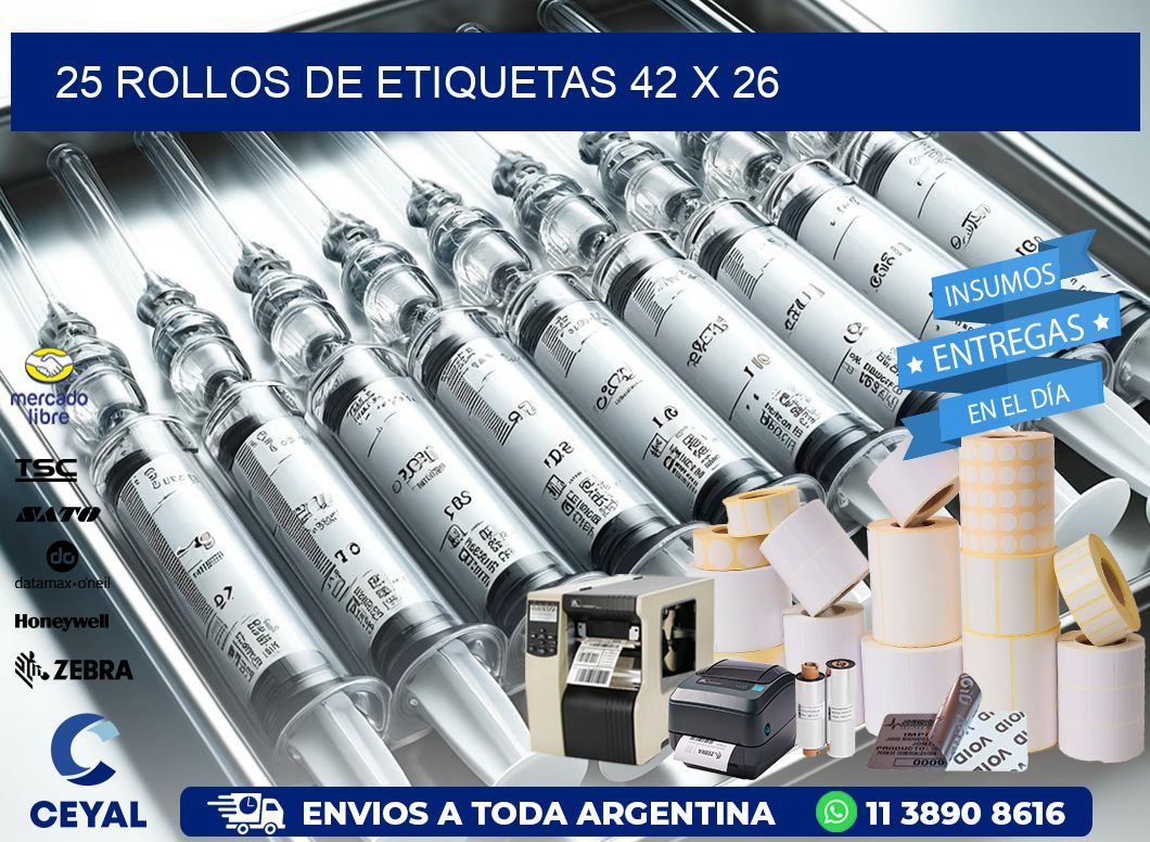 25 ROLLOS DE ETIQUETAS 42 x 26